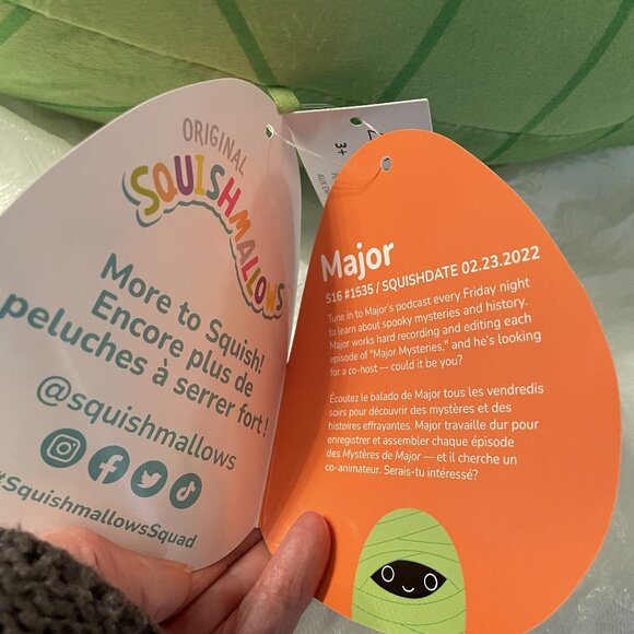 Halloween Squishmallow Major Green Mummy Large - 2022 Exclusive Rare size - New! - Picture 7 of 7